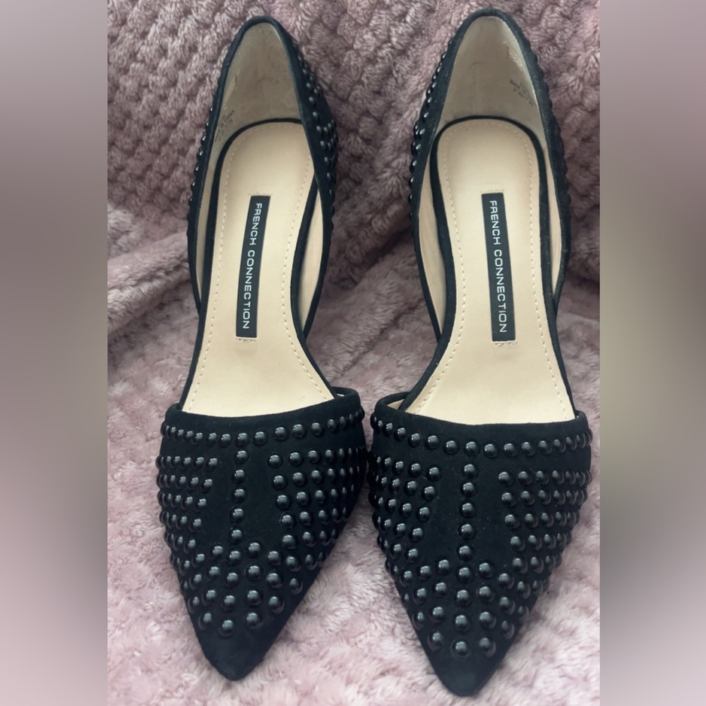 French Connection Black Studded Heels